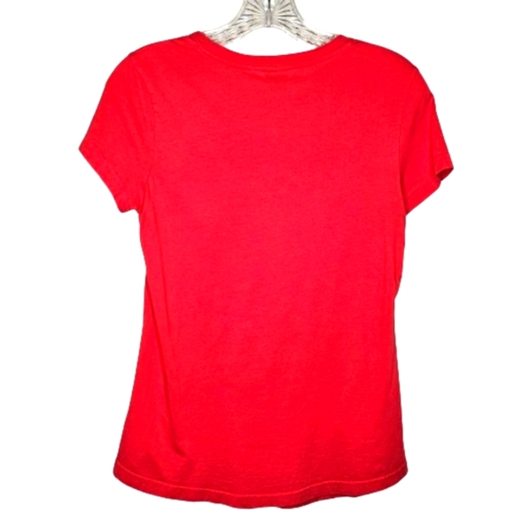 Puma Metallic Logo Graphic Tee Red Crewneck Athleisure Shirt Women Small Gym - Picture 3 of 9